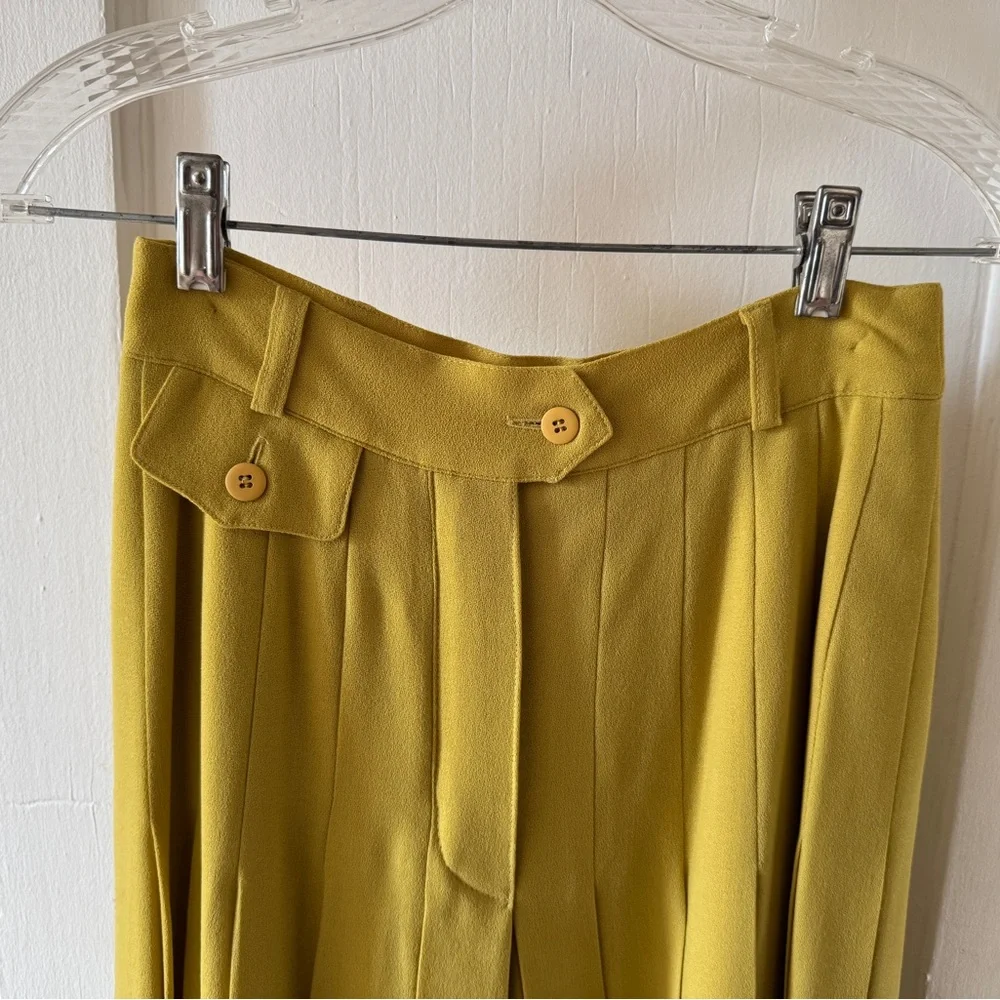 Escada Vintage Yellow Pleated Wool Pants - Picture 3 of 7
